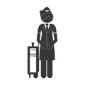 Silhouette front stewardess with suitcase
