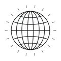 Silhouette front view globe earth world chart with lines Royalty Free Stock Photo