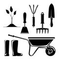 Silhouette of Garden and Landscaping Tools