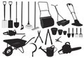 Silhouette garden tools Royalty Free Stock Photo