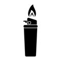 Silhouette gas lighter flame icon