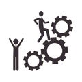 Silhouette gear wheel icon and men figure