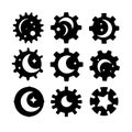 silhouette gears icons set black Vector illustration.