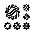 silhouette gears icons set black Vector illustration.