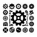 silhouette gears icons set black Vector illustration.