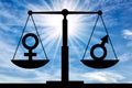 Concept of equal rights for women with men Royalty Free Stock Photo