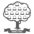 Silhouette genealogy family tree son daughter father mother grandfather grandmother parent photo picture frames design Royalty Free Stock Photo