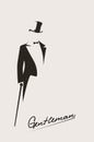 Silhouette of a gentleman in a tuxedo Royalty Free Stock Photo