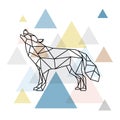 Silhouette of a geometric wolf. Side view.