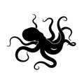 Silhouette of giant octopus on a white background. Sea monster kraken Royalty Free Stock Photo