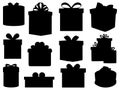 Set of gift boxes silhouette vector art Royalty Free Stock Photo