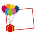 Silhouette with gift card with balloons and gift box