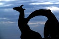 Silhouette of Giraffe courtship, Masai Mara Royalty Free Stock Photo