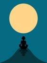 Silhouette of a girl against the moon Royalty Free Stock Photo