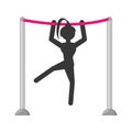 Silhouette girl athele gymnastic with bar Royalty Free Stock Photo