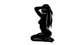 silhouette of a girl attractive figure slender female body sketch blank template image
