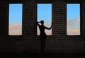 Silhouette of girl on the background of t