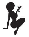 Silhouette girl in a bathing suit