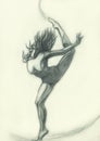 Silhouette of a girl in dance. Picture.