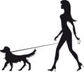 Silhouette of a girl and a dog Royalty Free Stock Photo