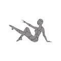 Silhouette of a girl doing modern dance, fitness, yoga, gymnastics, twine, ballet decorated with a pattern on a white background