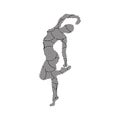 Silhouette of a girl doing modern dance, fitness, yoga, gymnastics