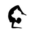 Silhouette of a girl doing yoga, fitness, gymnastics. Pose of yoga. The figure is black on a white background