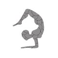 Silhouette of a girl doing yoga, fitness, gymnastics. Pose of yoga. The figure drawn pattern on a white background