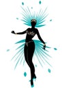 Silhouette of girl dressed like a star feathered carnival, music hall or musical revue Royalty Free Stock Photo