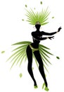 Silhouette of girl dressed like a star feathered carnival, music hall or musical revue Royalty Free Stock Photo