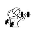 Silhouette girl dumbbell lifting fitness Royalty Free Stock Photo