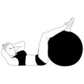 The silhouette of a girl is engaged in fitball gymnastics. Design suitable for logo, sign, banner, fitness club, gym, fitness