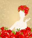 Silhouette of girl with flowers