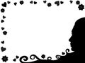 Silhouette of a girl with flowers and hearts, frame, portrait, vector Royalty Free Stock Photo