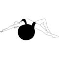 Silhouette of a girl goes in for sports, fitball. The design is suitable for logo, sign, banner, fitness club, gym