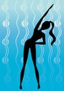 Silhouette girl in gym training Royalty Free Stock Photo