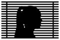 Silhouette of girl head, window and blinds