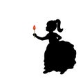 Silhouette girl holding burning wooden match stick