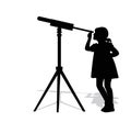 Silhouette of girl looking through a telescope Royalty Free Stock Photo