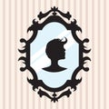 silhouette of a girl in mirror frame. Vector illustration decorative design