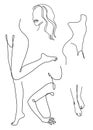 Silhouette of a girl in a modern one line style. Continuous line drawing, aesthetic outline for cosmetics advertising, posters, wa