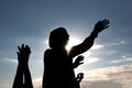 Silhouette of girl at Outdoors Music Festival Royalty Free Stock Photo