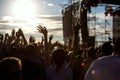 Silhouette of girl at Outdoors Music Festival Royalty Free Stock Photo