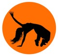 Silhouette of girl performing break-dance