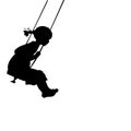 Silhouette girl play swinging swing Royalty Free Stock Photo