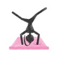 Silhouette girl practicing yoga pink pad Royalty Free Stock Photo