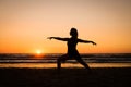 Silhouette of a girl practicing yoga Royalty Free Stock Photo