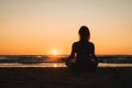 Silhouette of a girl practicing yoga Royalty Free Stock Photo