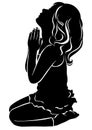 Silhouette girl praying