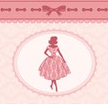 Silhouette of girl on retro background.